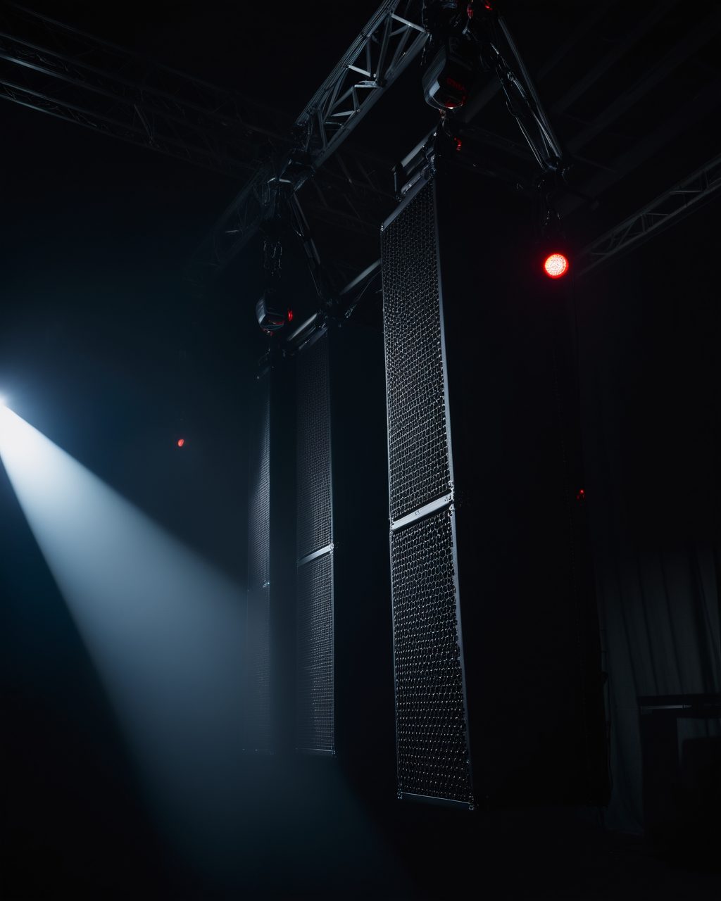 Montaż systemu AV — line array na kratownicy, integracja na obiekcie w Warszawie